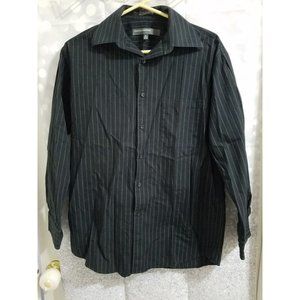 Men's Perry Ellis Portfolio Long Sleeve Button Down Shirt Black 15 1/2 32/33 M